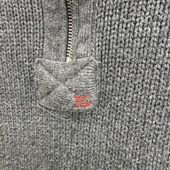 Polo Ralph Lauren Men's Pullover Sweater Old Money, 1/4 Zip 100% Cotton, Gray, M - Picture 2 of 10